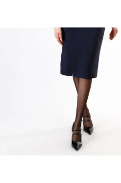 abito finto portafoglio tessuto bistretch navy