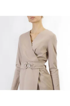 abito portafoglio con fusciacca in tessuto elasticizzato champagne