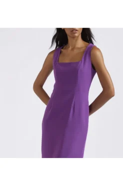 abito smanicato con scollo quadrato viola