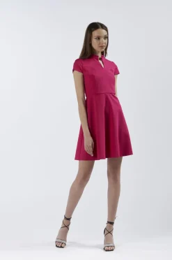 abito svasato manica corta fuxia