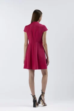 abito svasato manica corta fuxia