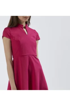 abito svasato manica corta fuxia