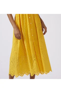 abito tipo chemisier in sangallo giallo