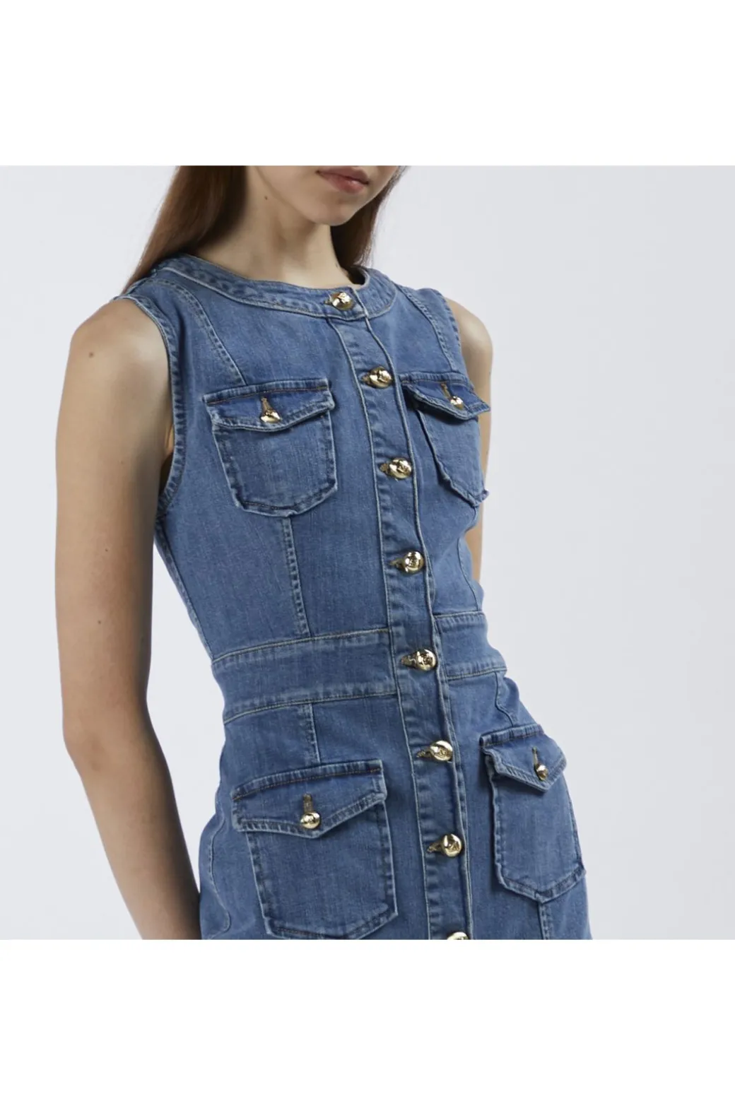 abito tipo tubino in denim sky