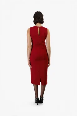 abito tubino tessuto bistretch vinaccia