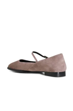 ballerina in camoscio con laccino e fibbia personalizzata rosa antico