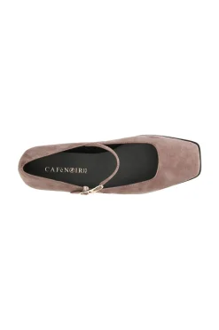ballerina in camoscio con laccino e fibbia personalizzata rosa antico