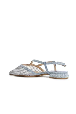 ballerine asimmetriche in denim con rete strass jeans