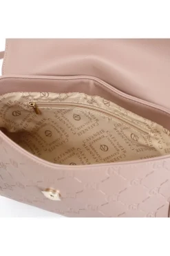 bandoliera con logo embossed all-over cipria scuro