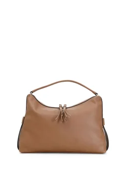 bauletto con maxi cerniera e nappine sfrangiate