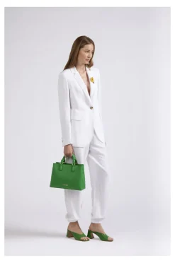 bauletto in materiale effetto saffiano verde