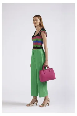 bauletto in materiale effetto saffiano fuxia