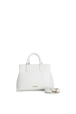 bauletto in materiale effetto saffiano bianco