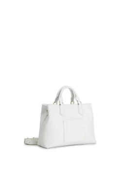 bauletto in materiale effetto saffiano bianco