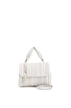 bauletto plissettato con ciondolo logato avorio