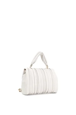 bauletto plissettato con ciondolo logato avorio