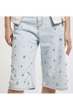 bermuda di jeans regular in tela comfort bleach