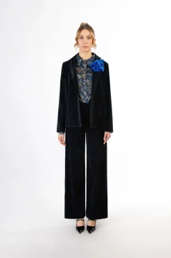 blazer in velluto cangiante petrolio