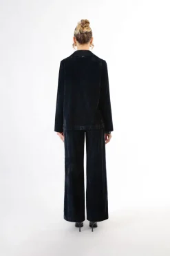 blazer in velluto cangiante petrolio