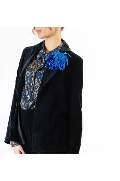 blazer in velluto cangiante petrolio