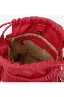 borsa a secchiello con plissé fuxia