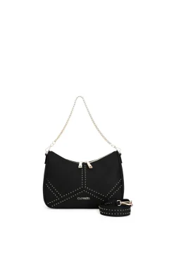 borsa a spalla con applicazioni di micro rivetti nero