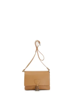 borsa a spalla con pattina in pelle dollaro con tracolla regolabile cuoio