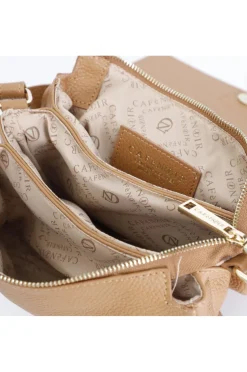 borsa a spalla con pattina in pelle dollaro con tracolla regolabile cuoio