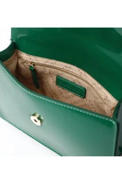 borsa a spalla effetto vernice verde