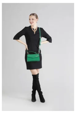 borsa a spalla effetto vernice verde