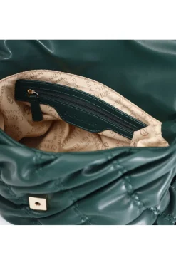 borsa con pattina con lavorazione goffrata verde
