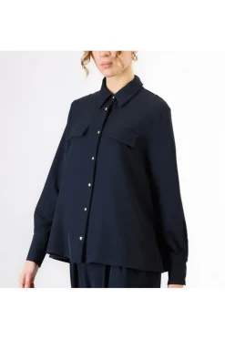 camicia con taschini navy
