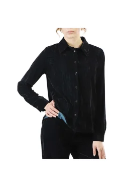 camicia in velluto cangiante petrolio