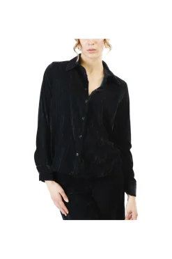 camicia in velluto cangiante petrolio