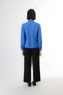 camicia in viscosa cobalto