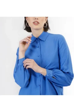 camicia in viscosa cobalto