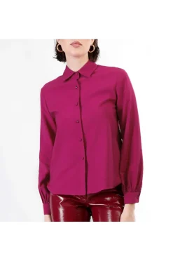 camicia in viscosa magenta