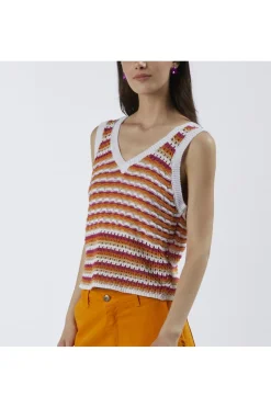 canotta crochet multicolor multifuxia