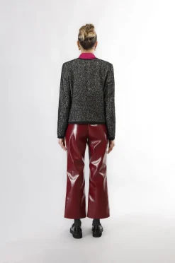 cappotto corto paricollo spigato bianco e nero