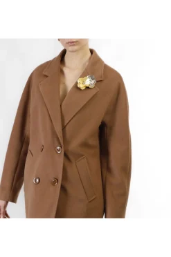 cappotto doppiopetto manica kimono tabacco