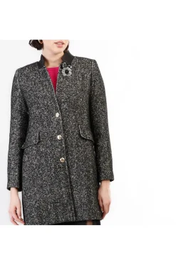 cappotto dritto monopetto spigato bianco e nero