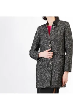 cappotto dritto monopetto spigato bianco e nero