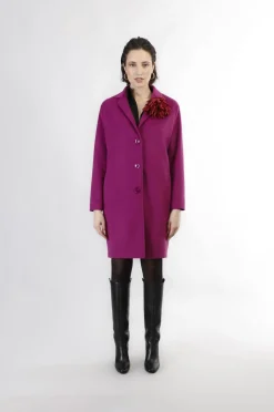 cappotto monopetto linea ad ovetto magenta