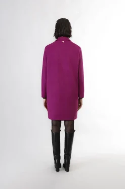 cappotto monopetto linea ad ovetto magenta