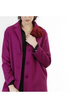 cappotto monopetto linea ad ovetto magenta
