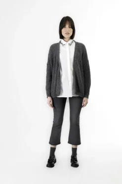 cardigan aperto con lurex fumo