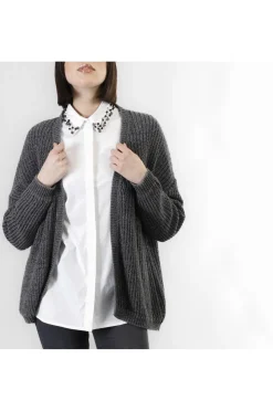 cardigan aperto con lurex fumo