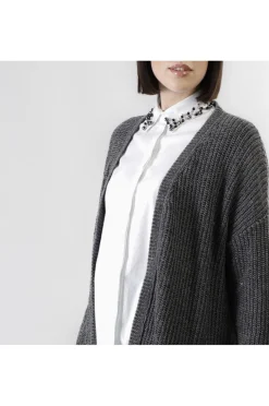 cardigan aperto con lurex fumo