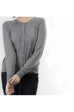 cardigan girocollo fumo