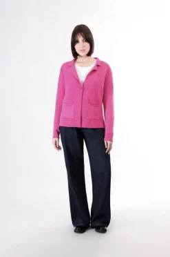 cardigan tipo giacca in maglia fuxia